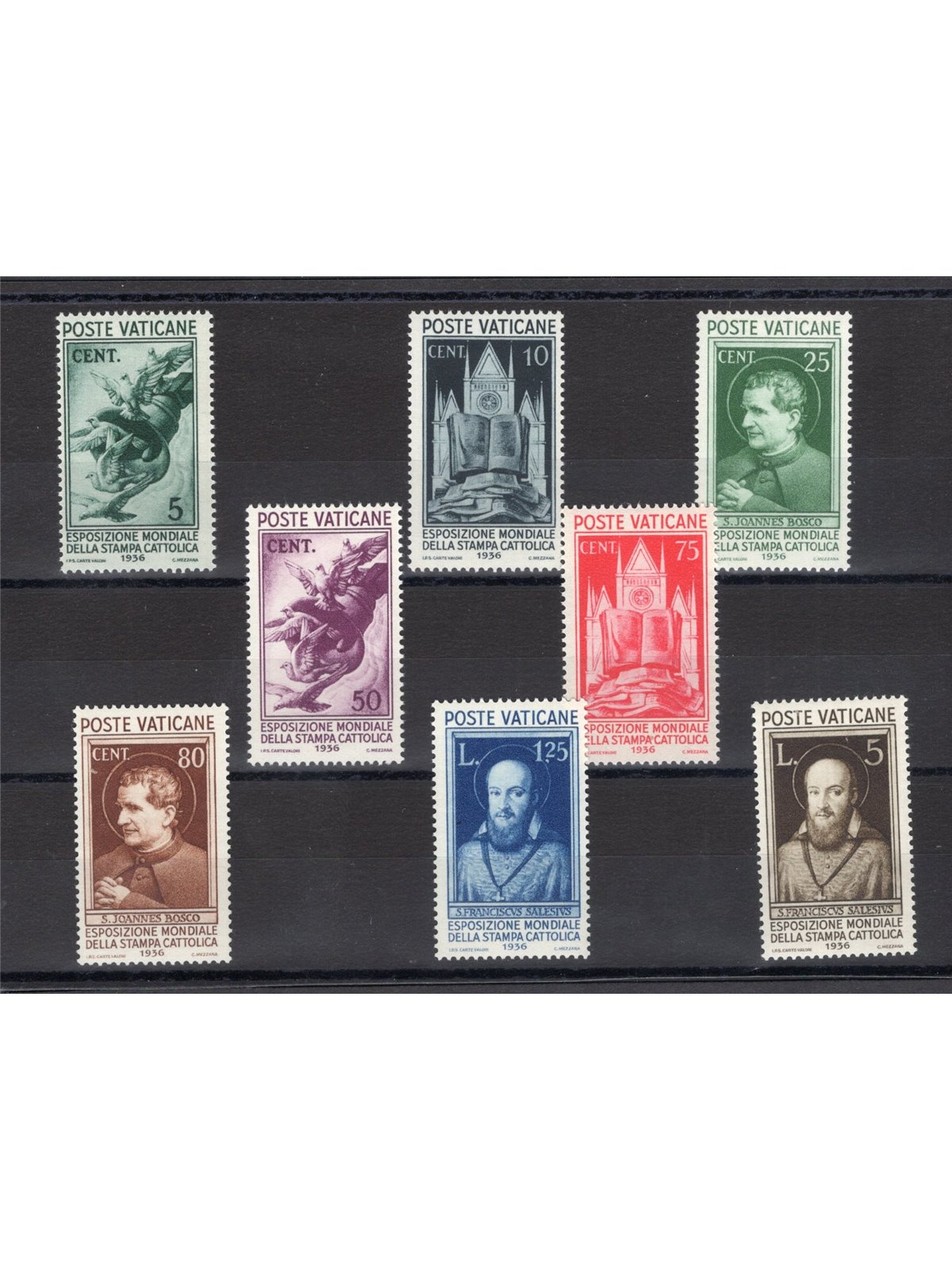 Vaticano 1936 Stampa Cattolica serie n° 47/54 Cert. CiBaFil Cat. € 450 (**) 