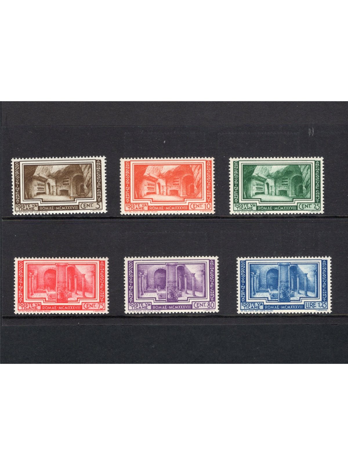 Vatican 1938 Christian Archaeology series no. 55/60 CiBaFil certified Cat. € 225 (**)
