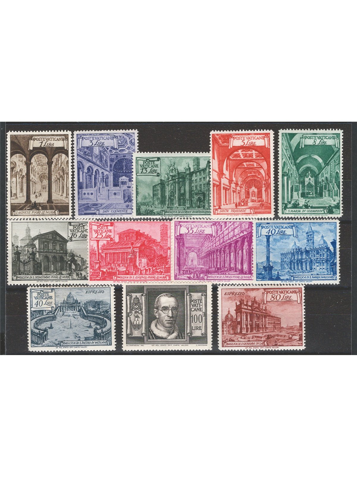 Vatican 1949 Basilicas series no. 122/31 + Ex 11/12 Cat. €85 (*)