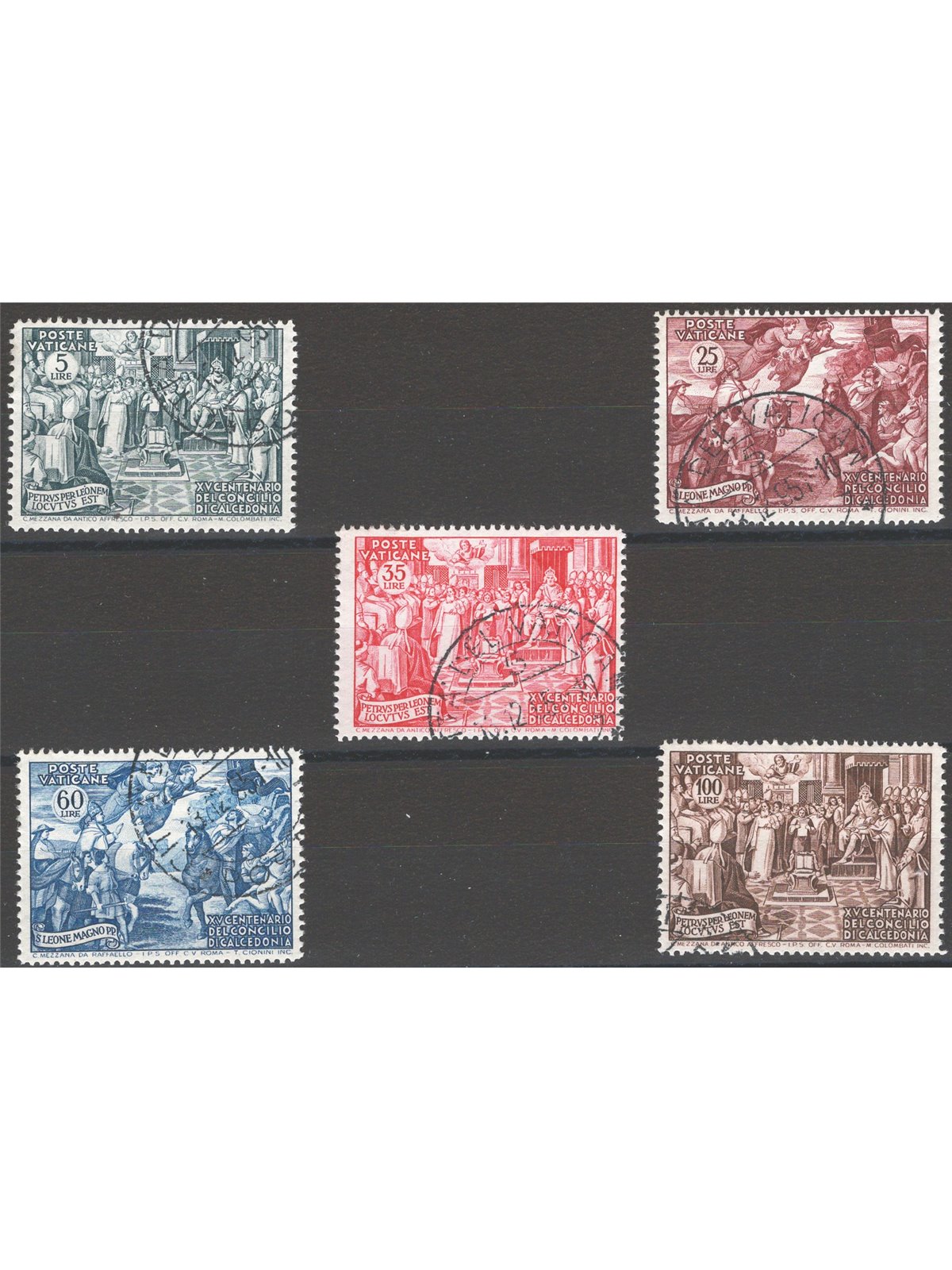 Vaticano 1951 Calcedonia serie n° 149/53 Cat. € 80 (U)