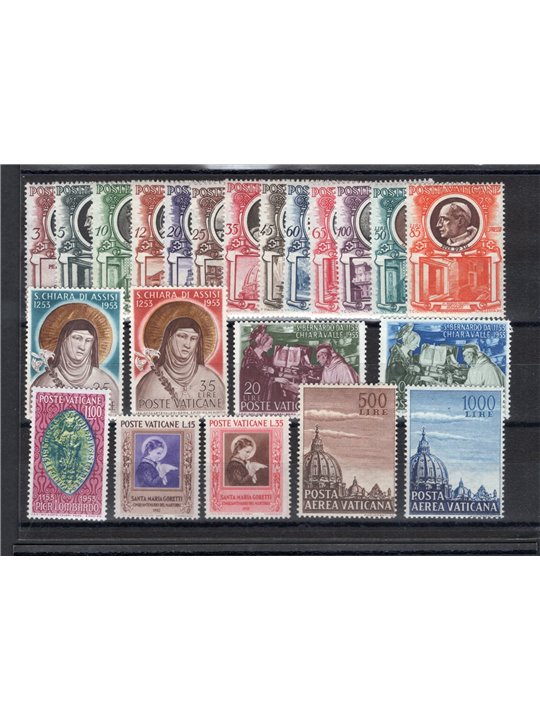 Vaticano 1953 Annata completa con P.A. serie n° 156/73 + P.A. 22/23 Cat. € 241 (**)