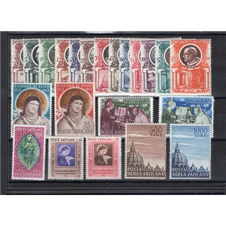 Vaticano 1953 Annata completa con P.A. serie n° 156/73 + P.A. 22/23 Cat. € 241 (**)