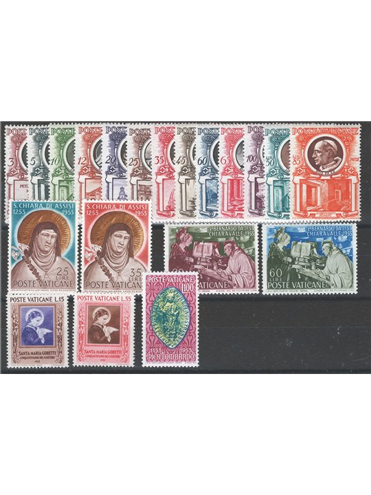 Vatican 1953 Complete set No. 156/73 Cat. € 111 (**)