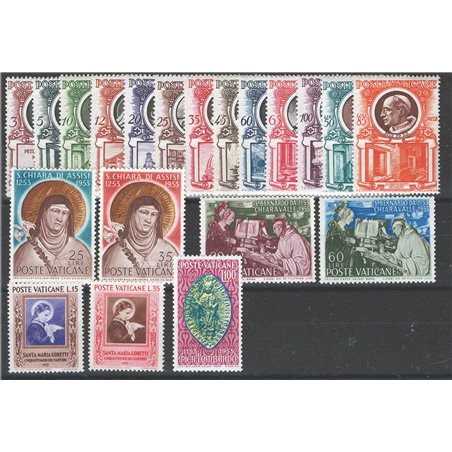 Vaticano 1953 Annata completa n° 156/73 Cat. € 111 (**) 