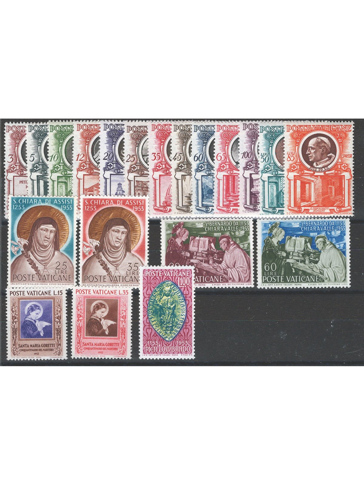 Vatican 1953 Complete set No. 156/73 Cat. € 111 (**)