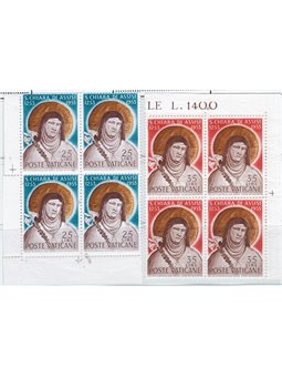 Vatican 1953 St Clare in a corner block series no. 169/70 Cat. € 110++ (**)