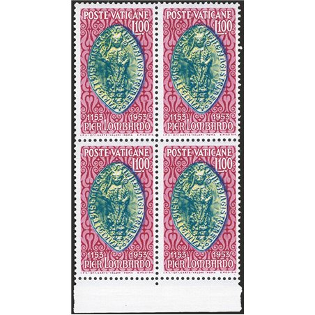 Vaticano 1953 Pier Lombardo in quartina n° 173 Cat. € 240+ (**)