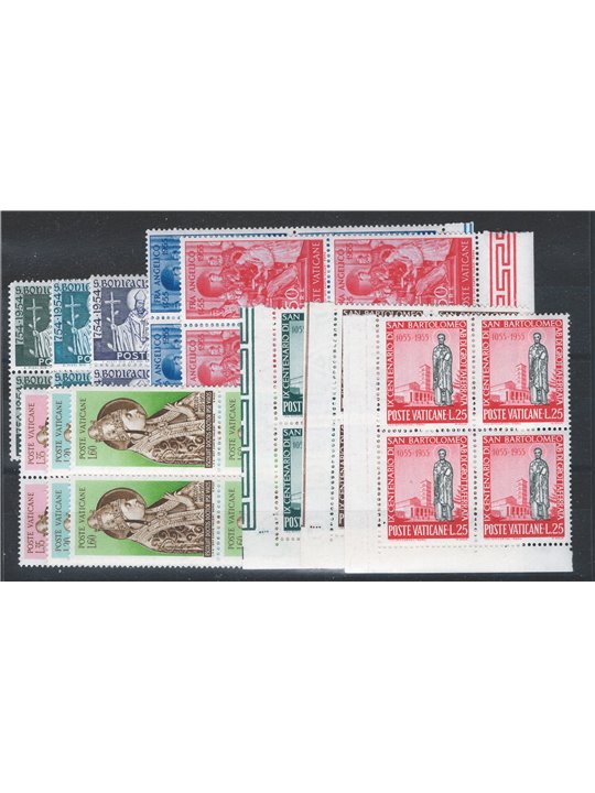Vatican 1955 Complete year in block of four No. 192/202 Cat. €70+ (**)