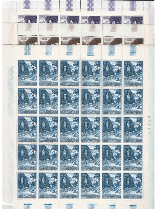 Vaticano 1958 Lourdes serie n° 233/38 in fogli (**) 
