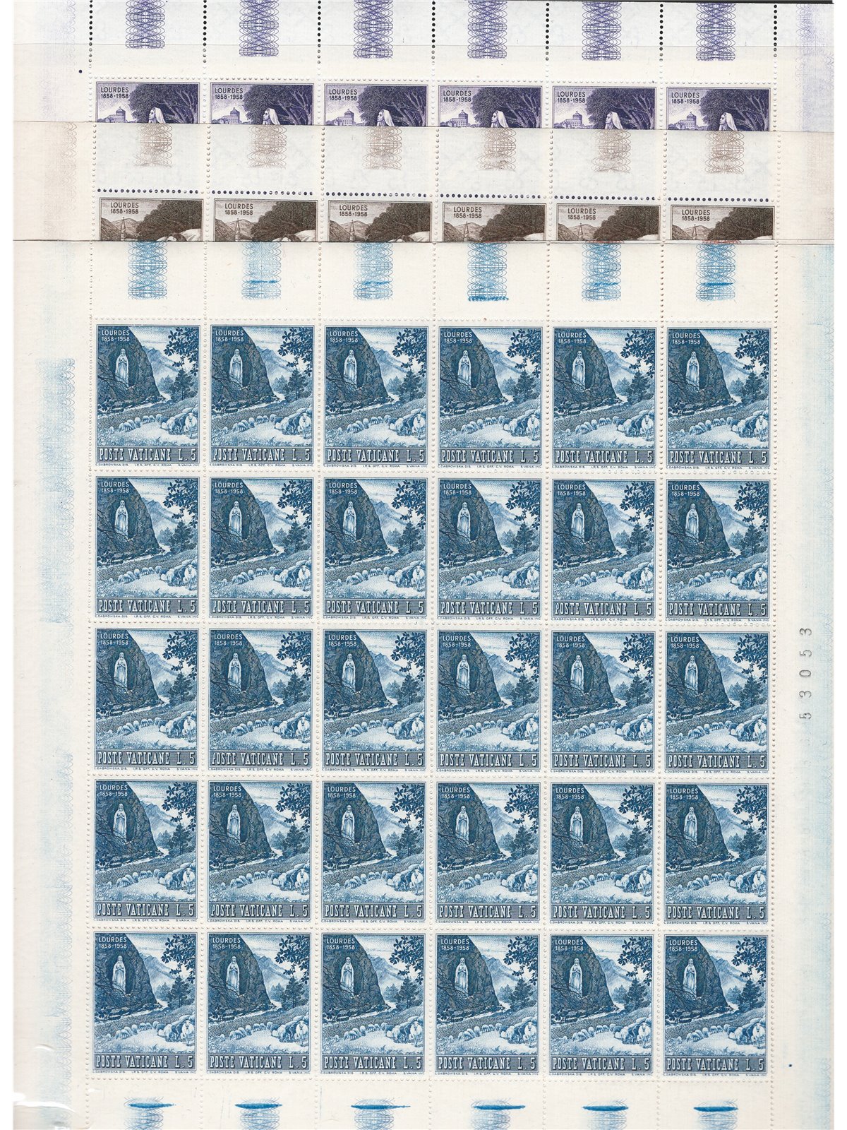 Vatican 1958 Lourdes series No. 233/38 in sheets (**)