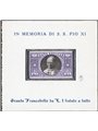 Vaticano 1939 Francobollo ricordo Medaglioni 1 £ listato a lutto ed applicato su foglietto con iscrizioni in memoria di Pio XI C