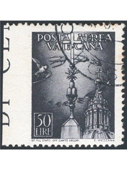 Vatican 1947 P.A. Various subjects 50 £ grey-black imperforated on the left no. 14b. Signed ED certified by CiBaFil Cat. € 900 (