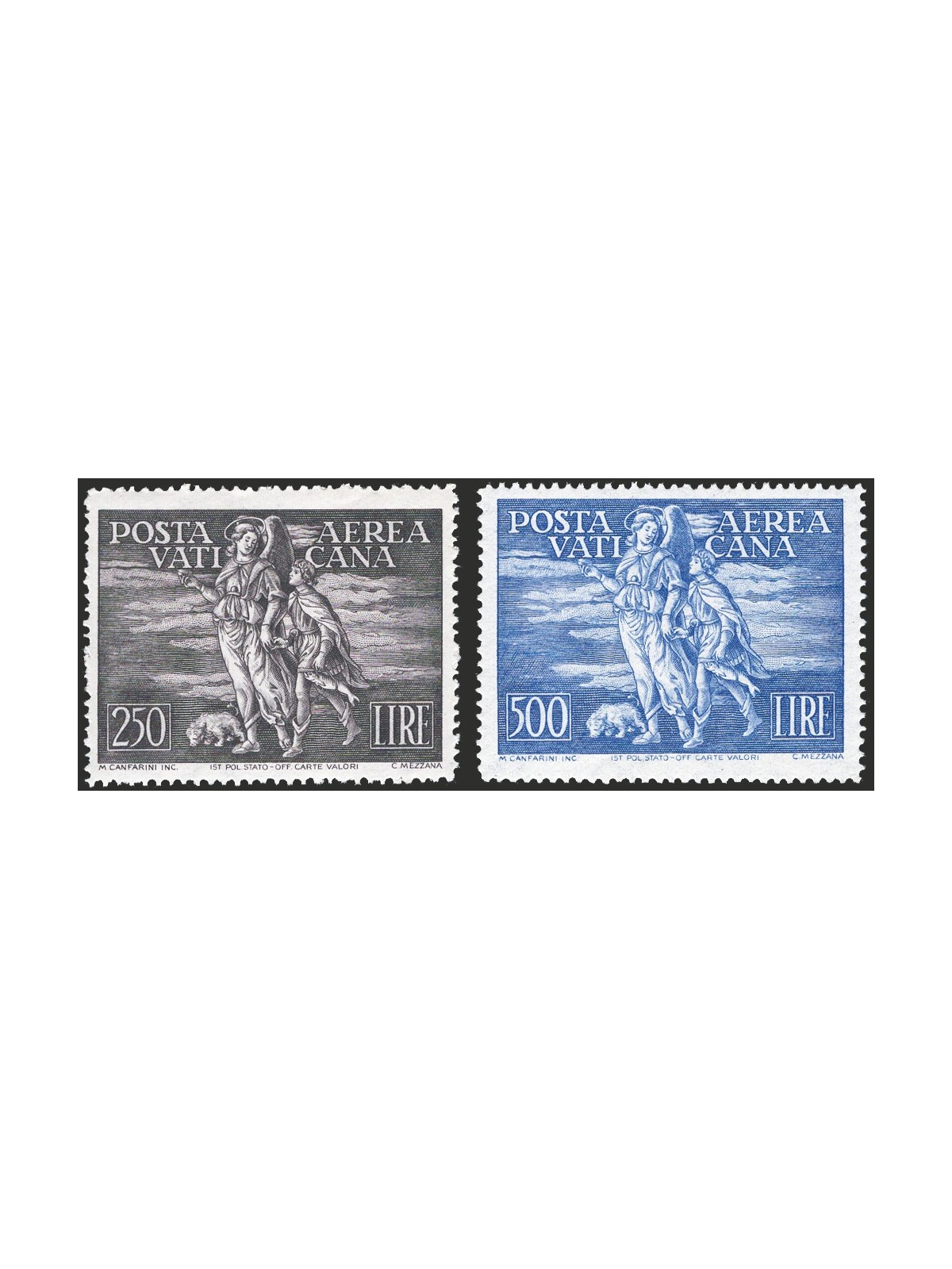 Vatican 1948 P.A. Tobias series no. 16/17 sheet margin certified by CiBaFil Cat. €700 (**)