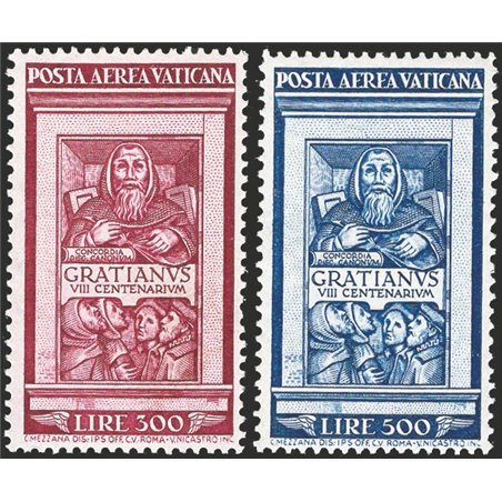 Vaticano 1951 P.A. Graziano serie n° 20/21 ottima centratura Cert. Biondi Cat. € 675 (**)