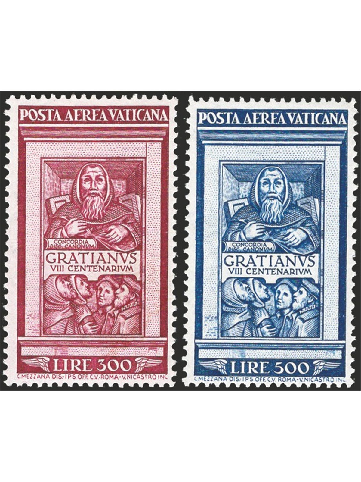 Vaticano 1951 P.A. Graziano serie n° 20/21 ottima centratura Cert. Biondi Cat. € 675 (**)