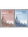 Vatican 1958 P.A. Cupoloni I with watermark of vertical letters in the centre of the stamps series no. 22/23 CiBaFil Cert. Cat. 