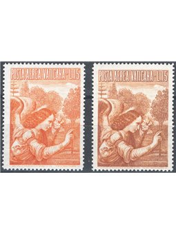 Vatican 1956 P.A. Archangel Gabriel 15 £ brown-orange instead of orange uncatalogued (No. 26) (**)