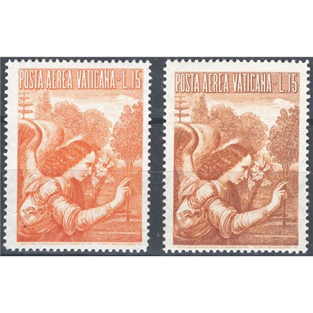 Vatican 1956 P.A. Archangel Gabriel 15 £ brown-orange instead of orange uncatalogued (No. 26) (**)