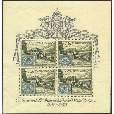 Vatican City 1952 BF Centenary of Stamp No. 1 Biondi Certificate Cat. €325 (**)
