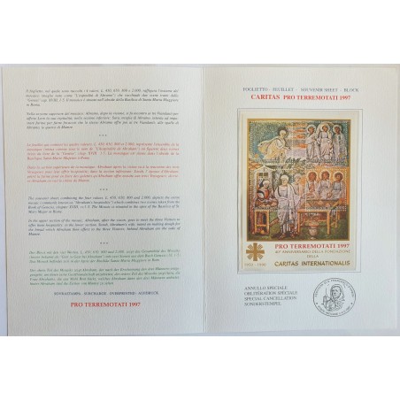 Vatican City 1997 BF Aid for Earthquake Victims the official folder containing sheet No. 25 Cat. €32 (**)