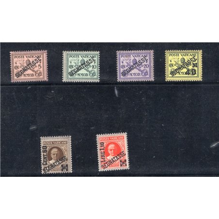 Vaticano 1931 Segnatasse Conciliazione soprast. serie n° 1/6 Cat. € 200 (**)