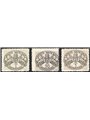Vaticano 1946 Segnatasse su carta grigia a righe larghe serie n° 14I + 16I + 18I Cert. CiBaFil Cat. € 500 (**)