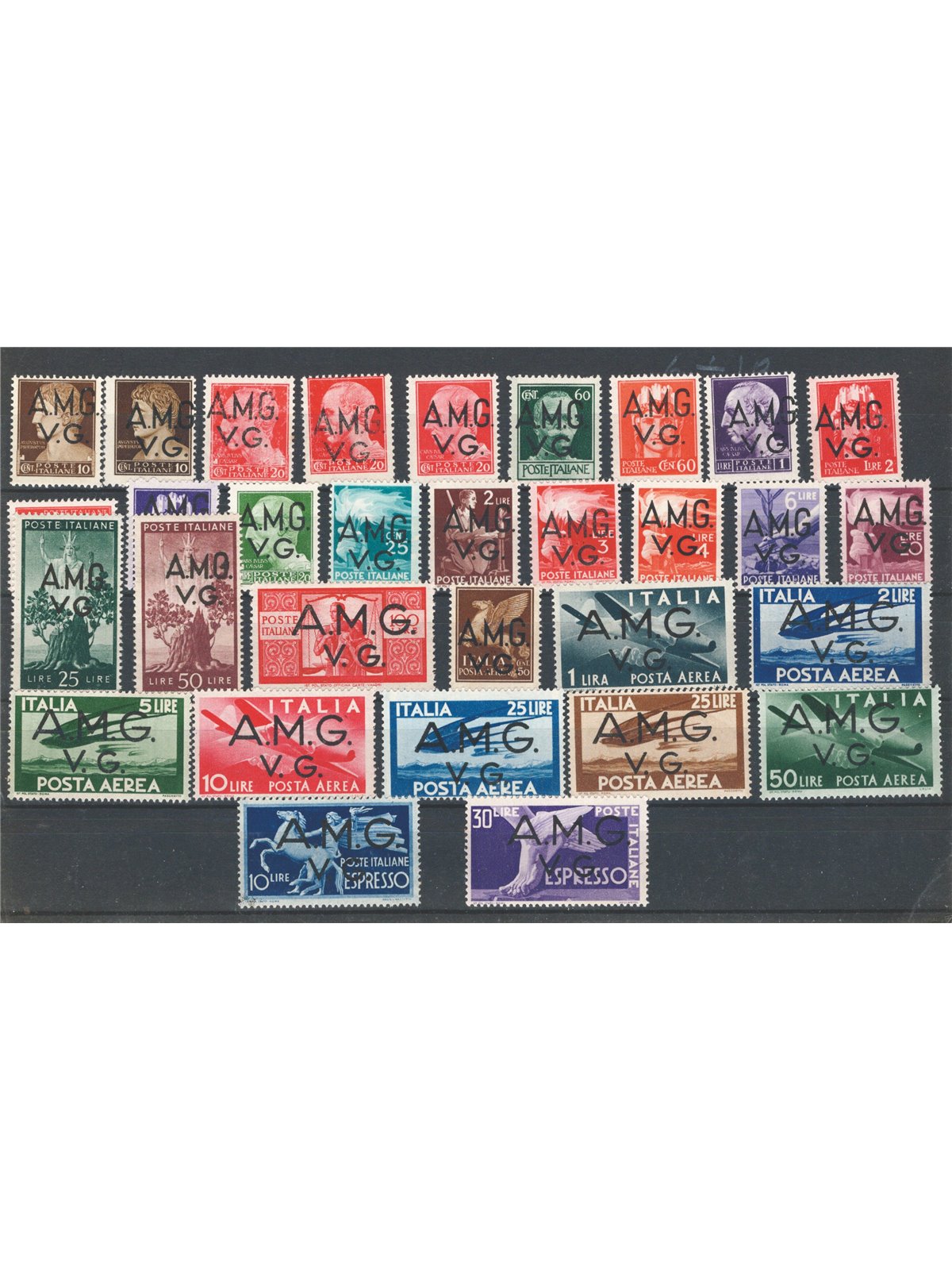 1945/47 Venezia Giulia complete issue no. 1/21 + P.A. 1/8 + Ex 1/2 Cat. €288 (**)