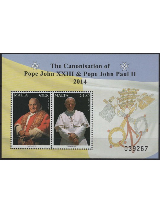 MALTA 2014 Canonizzazione dei Papi BF MNH**