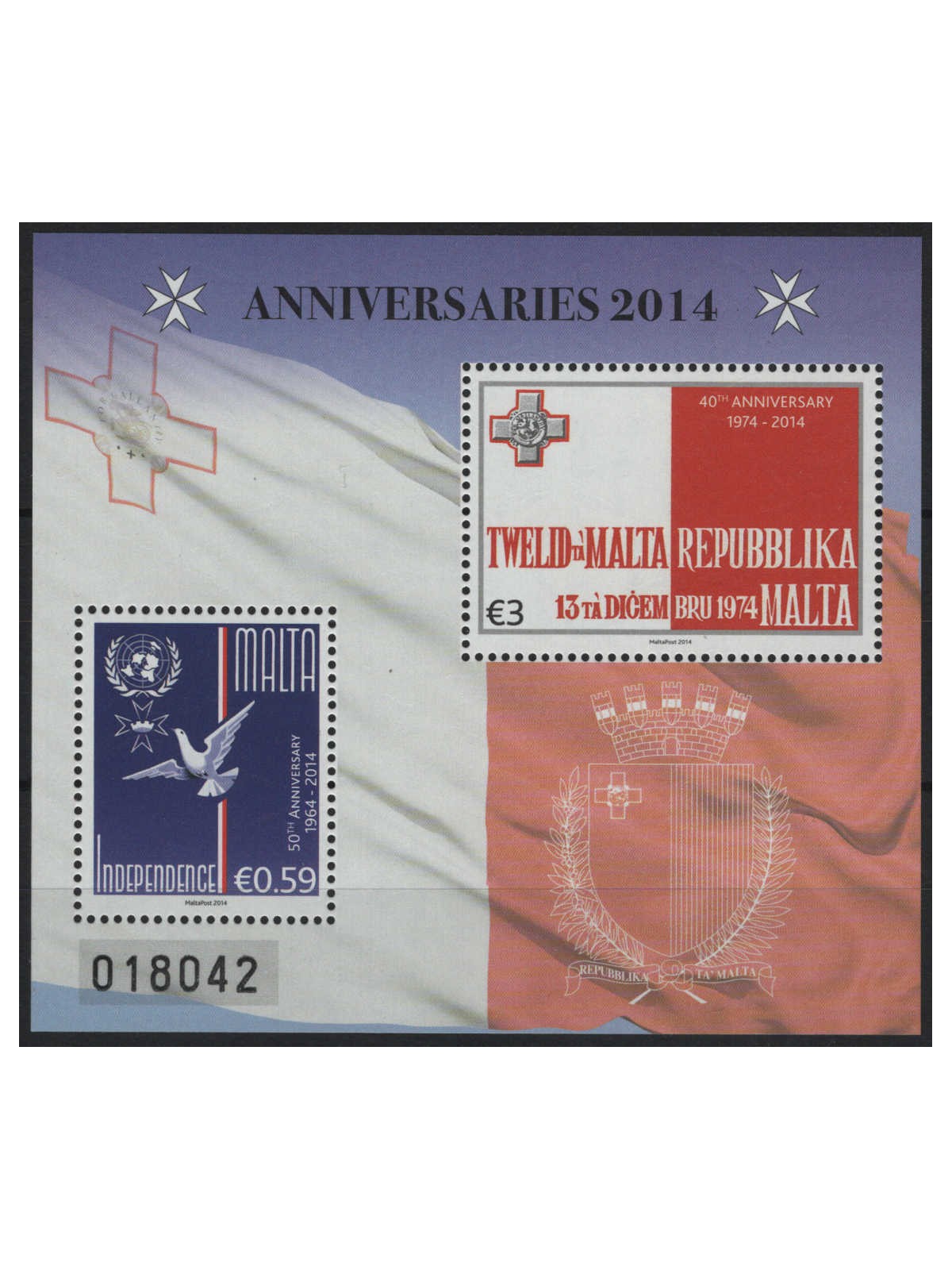 MALTA 2014 50th Anniversary of Independence s/s MNH**
