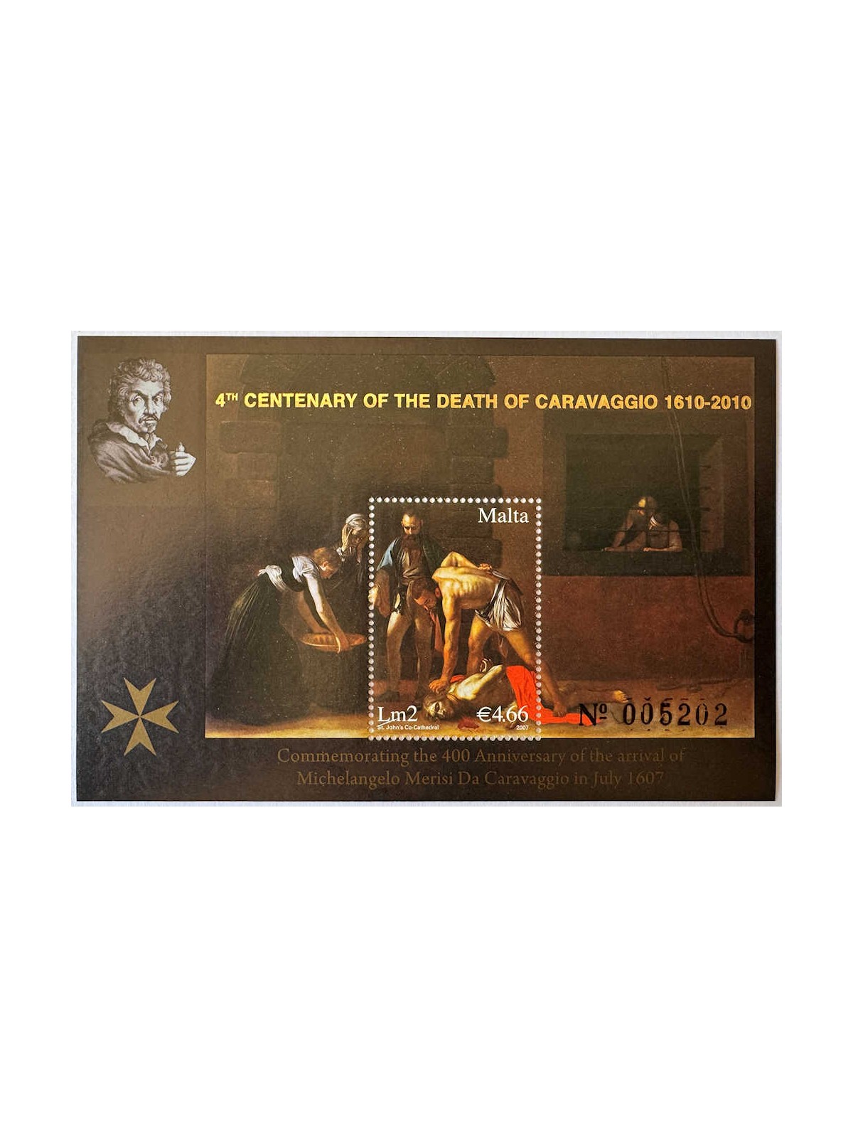 MALTA 2010 Caravaggio BF MNH**
