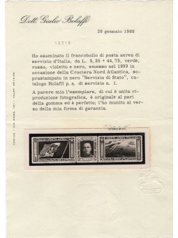 Italia 1933 Servizio Aereo Crociera Nord Atlantica n° 1 MNH** Doppio Certificato