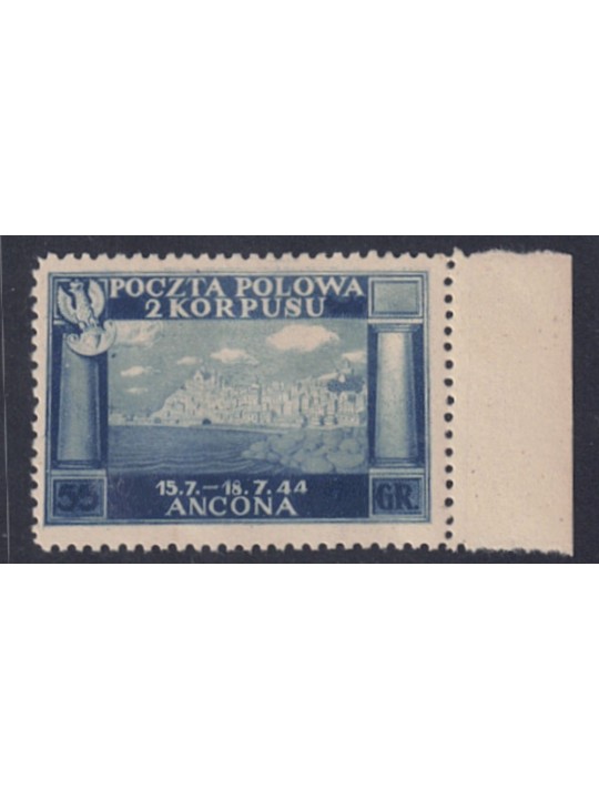 Polish Corps 1946 Polish Victories 55 g light blue on thick yellowish paper gummed no. 6A CiBaFil certificate Cat. €260 (**)