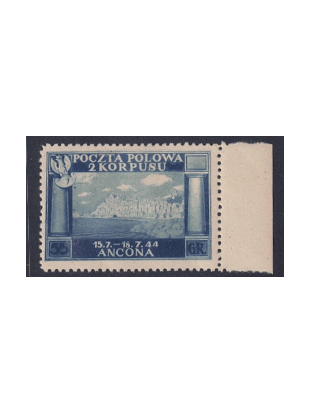 Polish Corps 1946 Polish Victories 55 g light blue on thick yellowish paper gummed no. 6A CiBaFil certificate Cat. €260 (**)