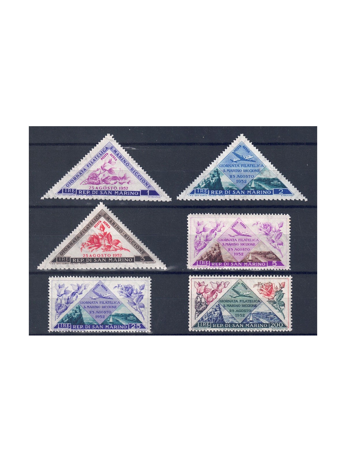 SAN MARINO 1952 Philatelic Day (Airmail) 6v MNH**