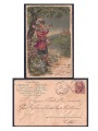 Vintage illustrated postcard with embossed design and gilding – sent – (1904)