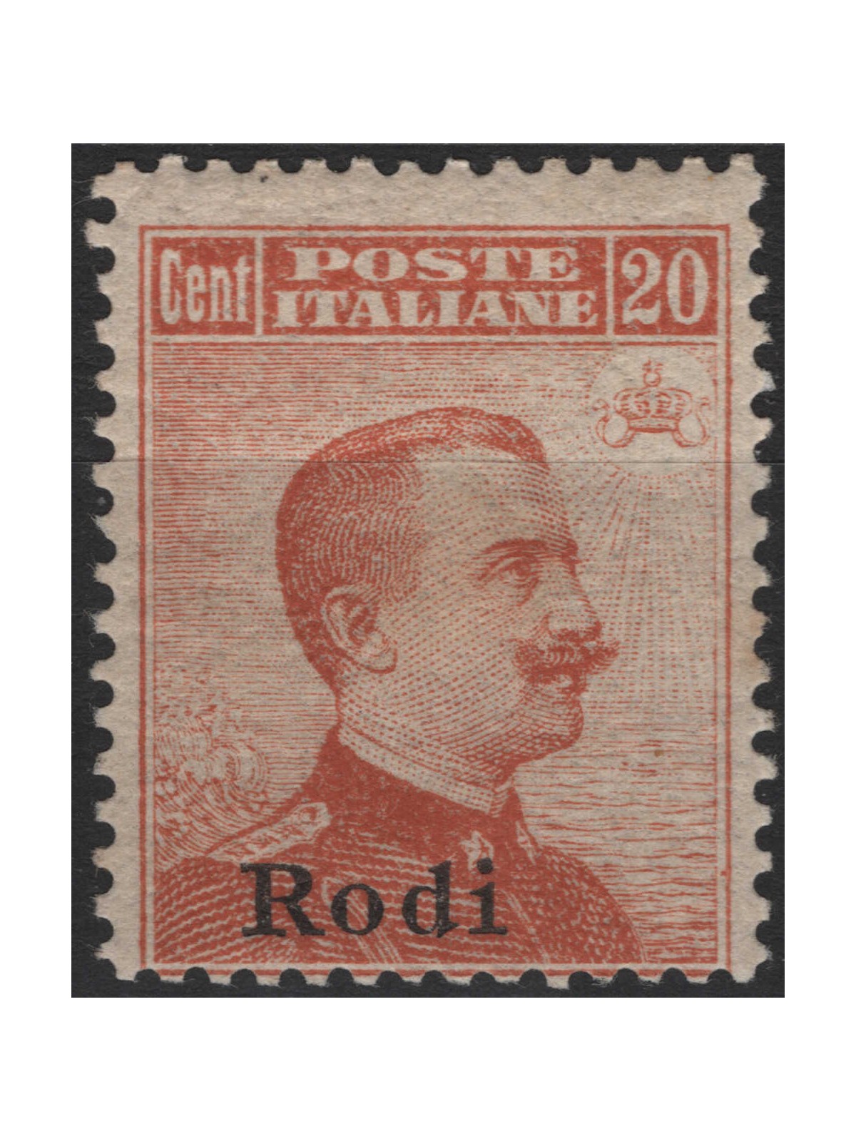 EGEO RODI 1917 20c arancio senza filigrana MH*