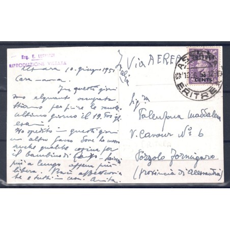 Ex Colonie Italiane Occup. Britannica 13/6/1951 Cartolina
