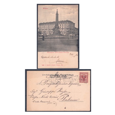 POSTCARD Milan – Monument to the Five Days – Postmarked 1904