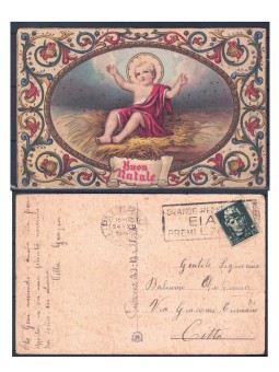 CARTOLINA Auguri Buon Natale - Gesù Bambino - Viaggiata Palermo 1932
