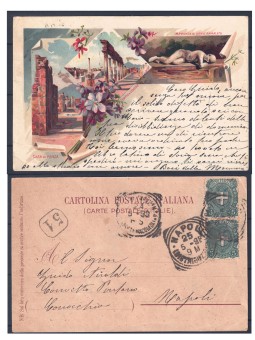 POSTCARD: Pompeii Excavations – Illustrated by Richter & Co. – Postmarked Naples 1898