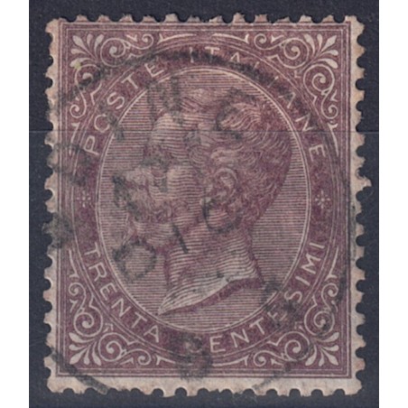 ITALY KINGDOM 1865 De La Rue 30c brown (Turin) us