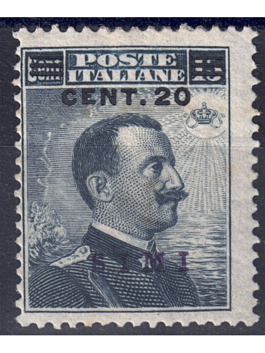 EGEO SIMI 1916 20c on 15c grey black MH*