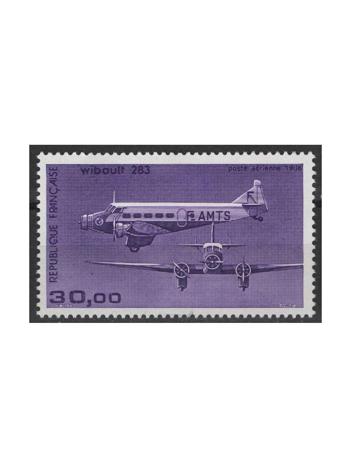 FRANCE 1986 Trimotor Wibault 283 (fluorescent paper) MNH**