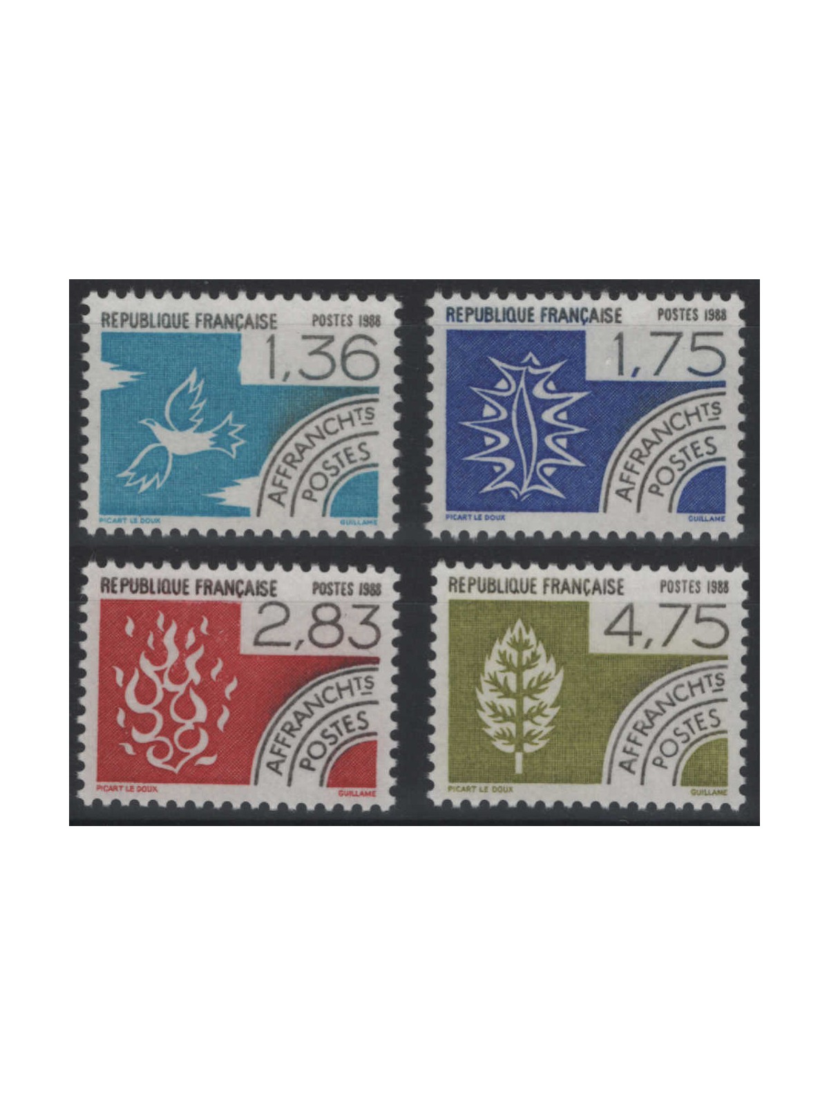 FRANCE 1988 Pre-Cancelled (The four elements) 4v MNH**