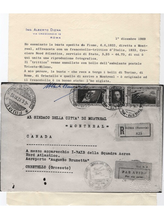 Italia Regno 6/6/1933 Servizio di Stato Aerogramma Cat. € 35.000