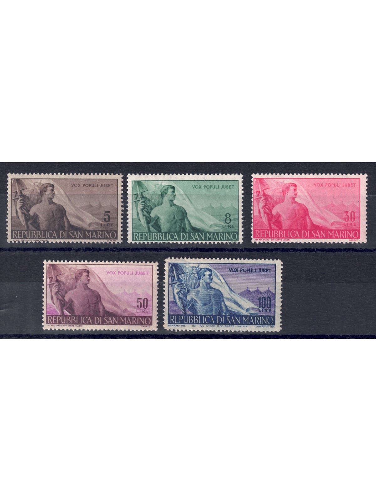 SAN MARINO 1948 Work 5v MNH**