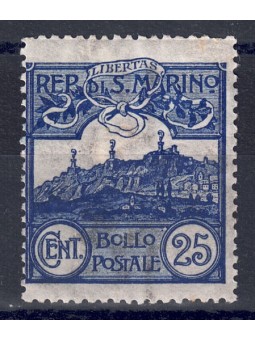 SAN MARINO 1903 25c blue MH*