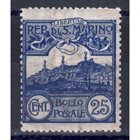 SAN MARINO 1903 25c azzurro MH*