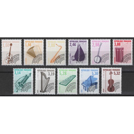 FRANCE 1991 Pre-cancelled (Musical instruments) 11v MNH**