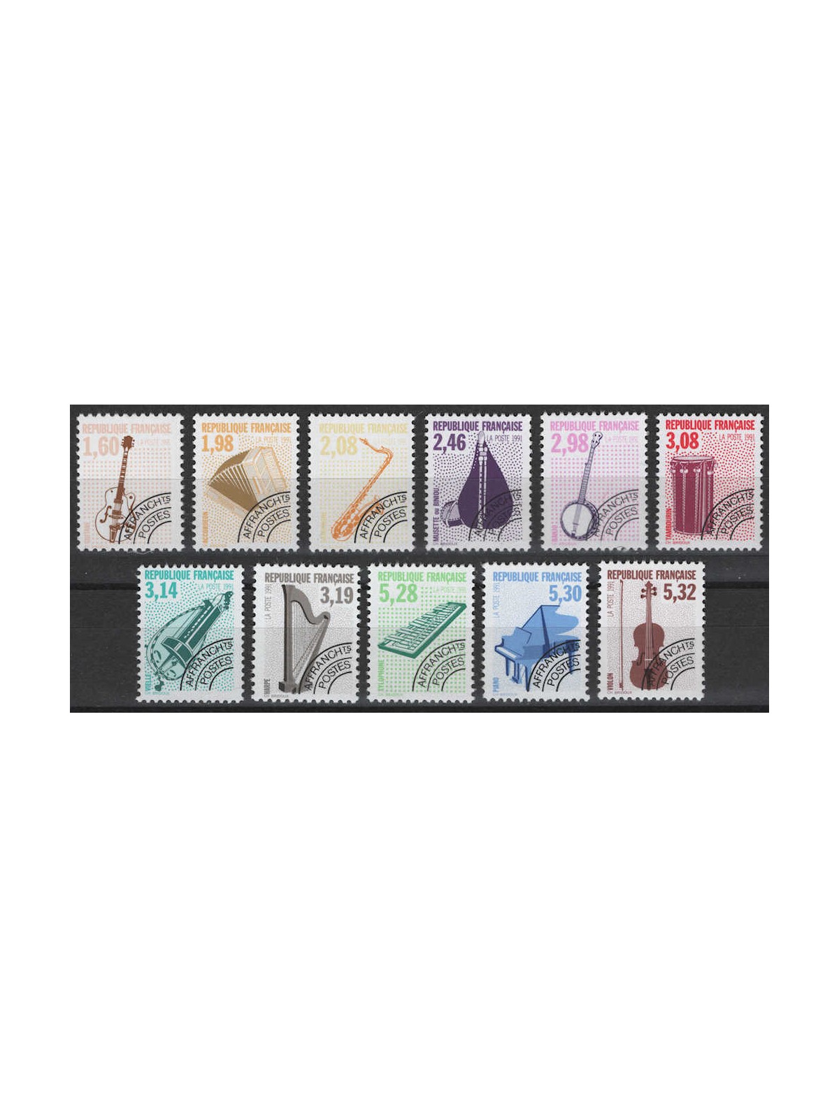 FRANCE 1991 Pre-cancelled (Musical instruments) 11v MNH**